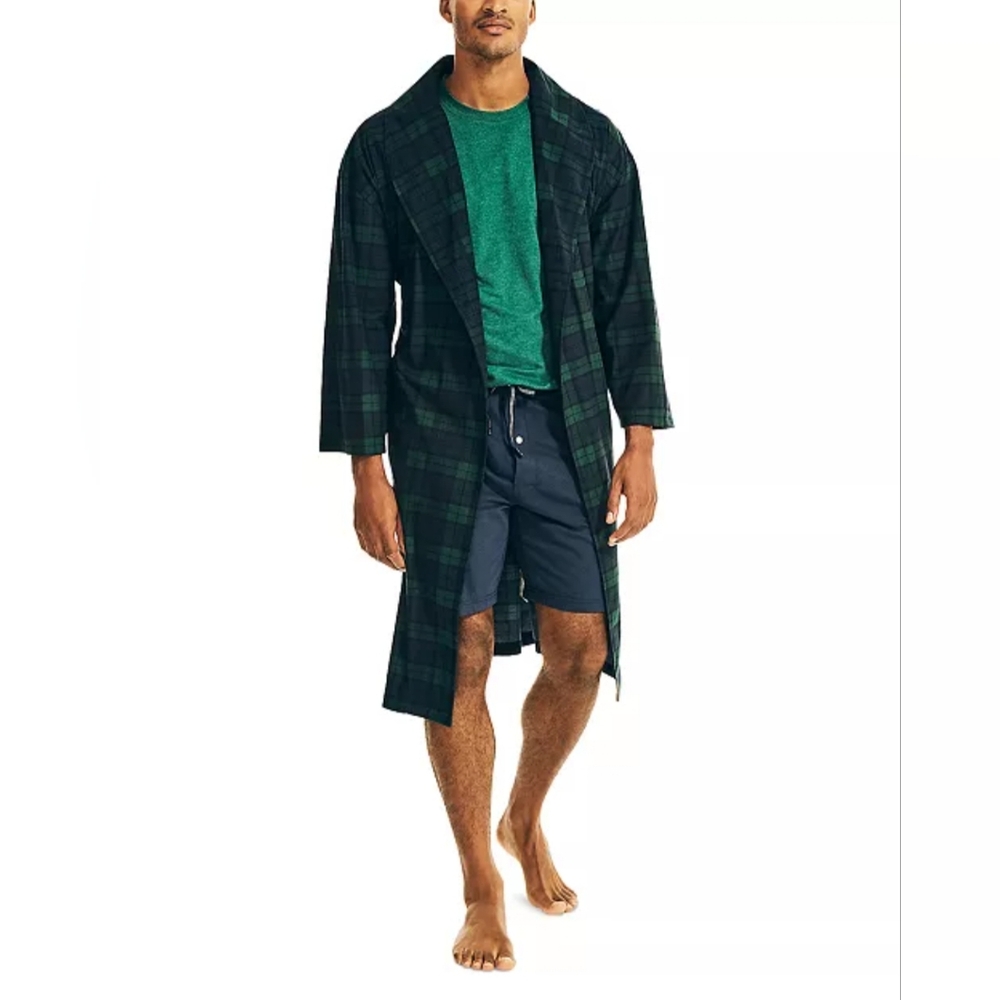 Nautica Robe Black Watch One Size Plaid Men Unisex